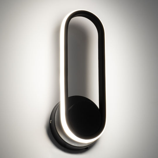 GloboStar Dallas Modern Lamp Wall with Integrated LED and Adjustable White Light Black 32x32cm
