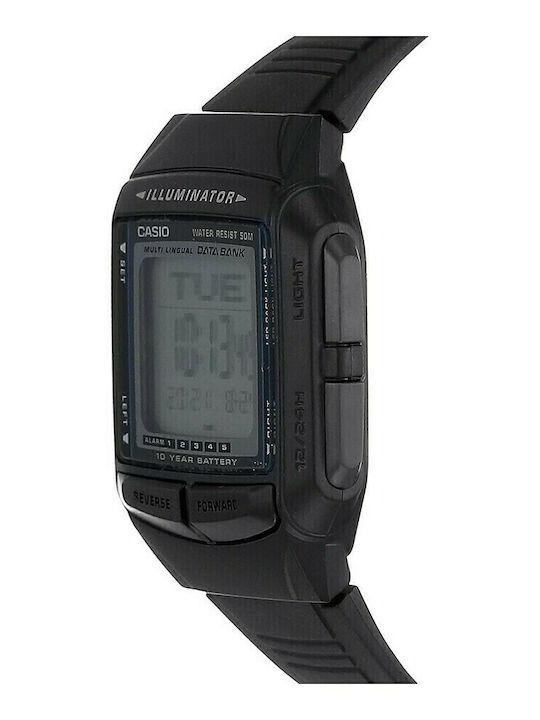 Casio Digitale Herrenuhr 36,6mm Batteriefunktion mit Gummiband Schwarz/Grau