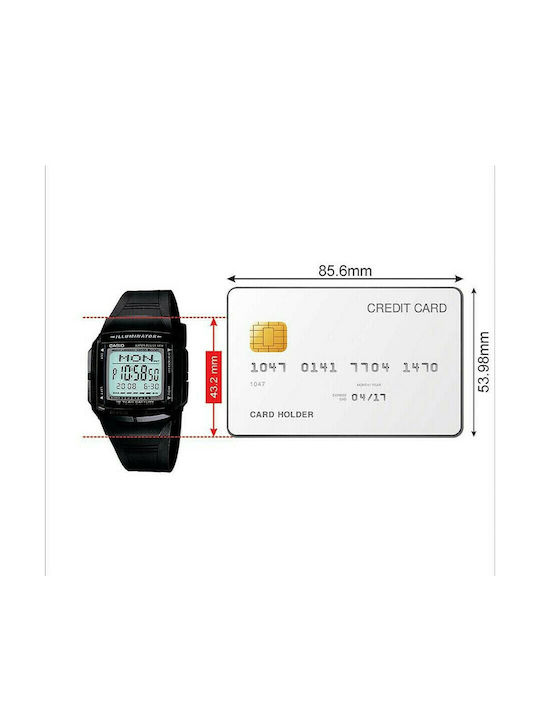 Casio Digitale Herrenuhr 36,6mm Batteriefunktion mit Gummiband Schwarz/Grau