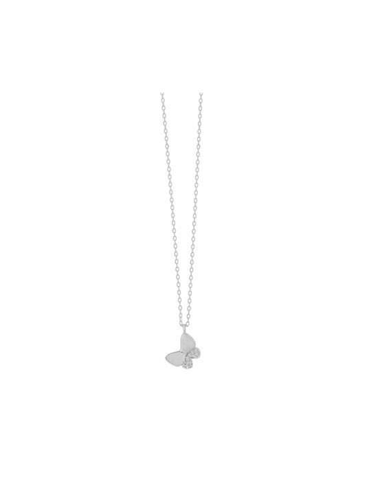 Prince Silvero Necklace with design Butterfly from Silver with Zircon