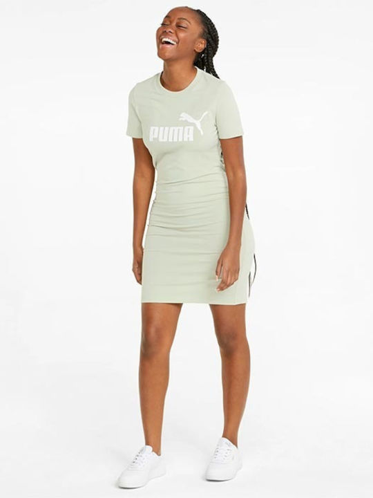 Summer Mini Athletic Dress T-Shirt Short Sleeve Green