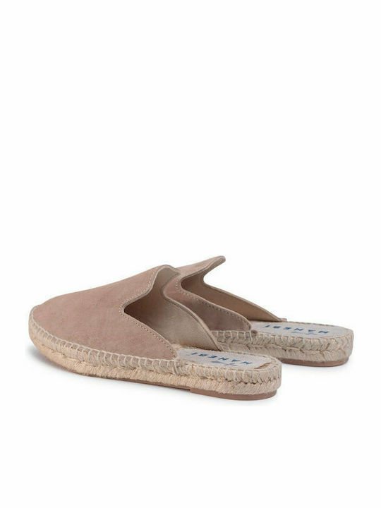 Flach Wildleder Mules in Braun Farbe
