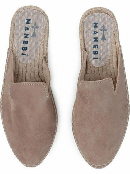 Flach Wildleder Mules in Braun Farbe