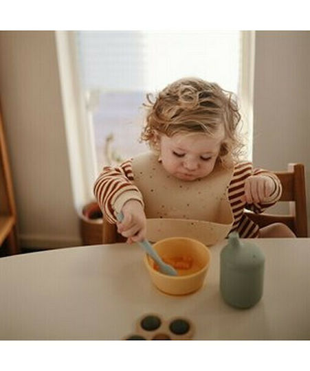 Mushie Baby Set with Silicone Spoons Powder Blue 2 Pieces