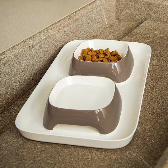 Ferplast Glam Tray Kunststoff Schalen Futter & Wasser für Hund & Katze auf Basis von 2x 800ml in Braun Farbe 2Stück