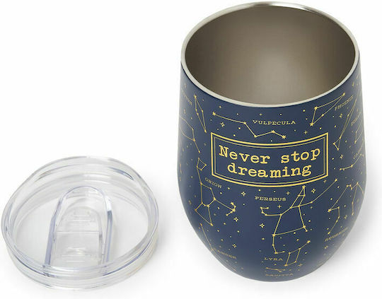 Legami Milano Stars Glass Thermos Stainless Steel 325ml Blue with Mouthpiece