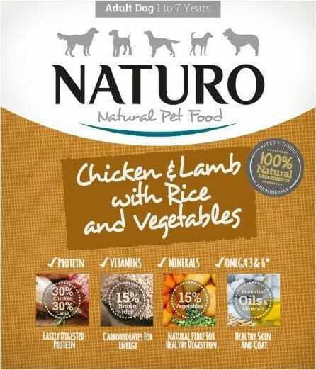 Naturo Hrană Umedă pentru Câini în Pliculeț cu Miel, Pui, Legume și Orez fără Cereale 400gr