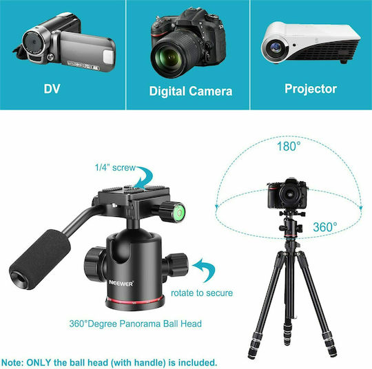 Neewer 360 Degree Panoramic Tripod Ball Head with Handle and 1/4" Screw Plate Κεφαλή - Φωτογραφική
