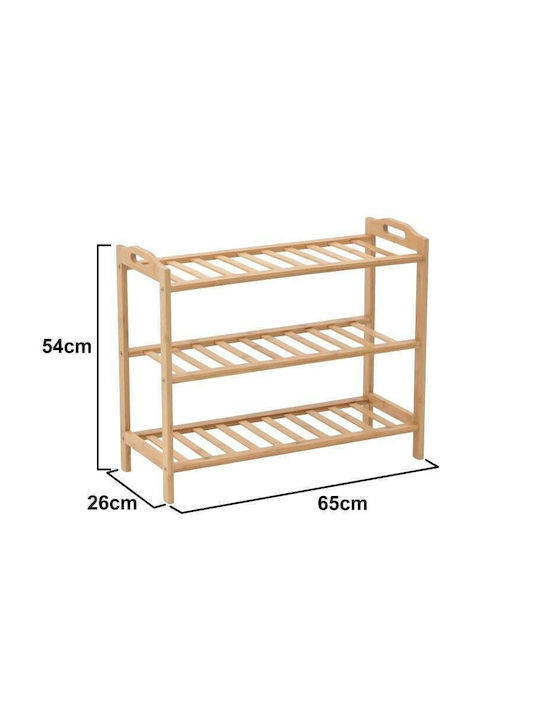 Bamboo Shoe Organizer with 3 Shelves Φυσικό 65x26x54cm