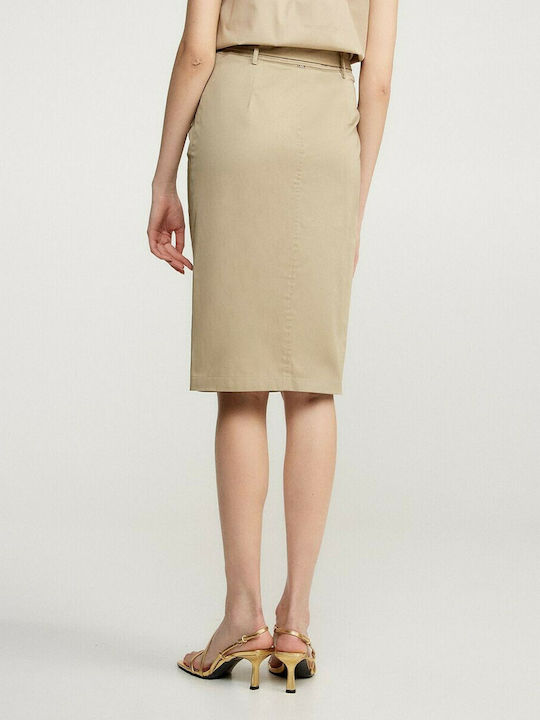 BSB Pencil High Waist Midi Skirt in Beige color