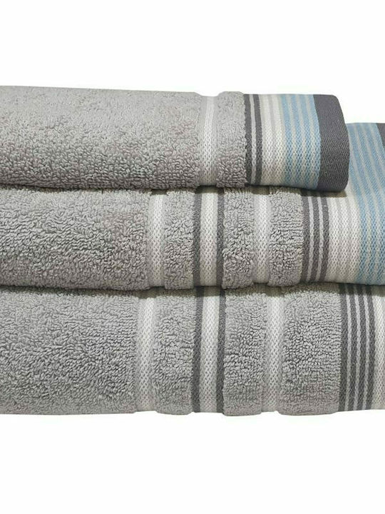 Le Blanc Πετσέτα Χεριών Satin Stripe 30x50εκ. Grey Βάρους 450gr/m²