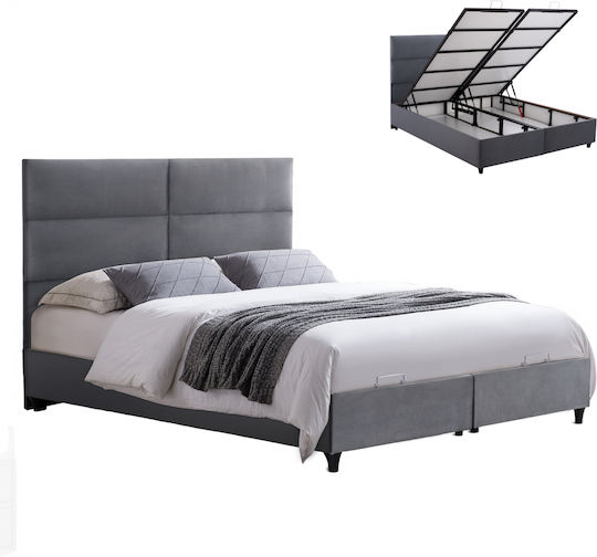 Milo Κρεβάτι Υπέρδιπλο για Στρώμα 160x200cm Γκρι Milo Κρεβάτι Υπέρδιπλο για Στρώμα 160x200cm Γκρι