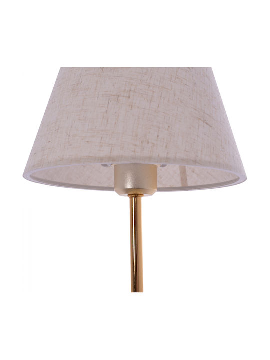 HomeMarkt Fabric Table Lamp for Socket E27 with Beige Shade and Gold Base