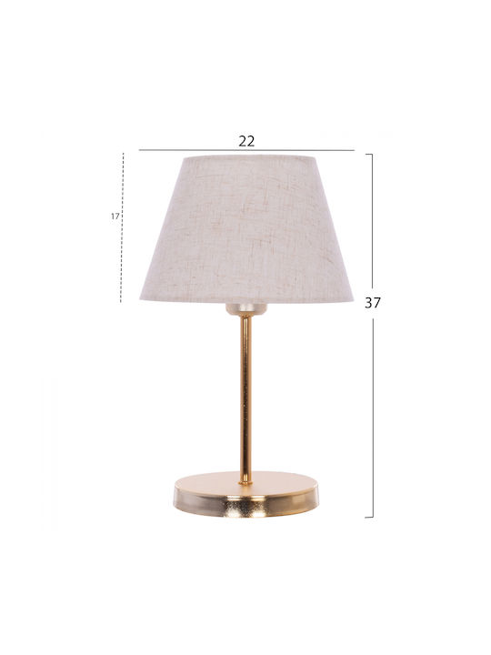 HomeMarkt Fabric Table Lamp for Socket E27 with Beige Shade and Gold Base