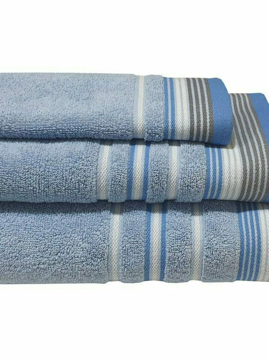 Le Blanc Facecloth Satin Stripe 50x90cm Light Blue Weight 450gr/m²