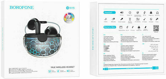 Borofone BW15 In-ear Bluetooth Handsfree Ακουστικά με Θήκη Φόρτισης Μαύρα