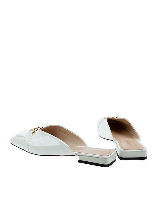Flat Δερμάτινα Mules σε Λευκό Χρώμα