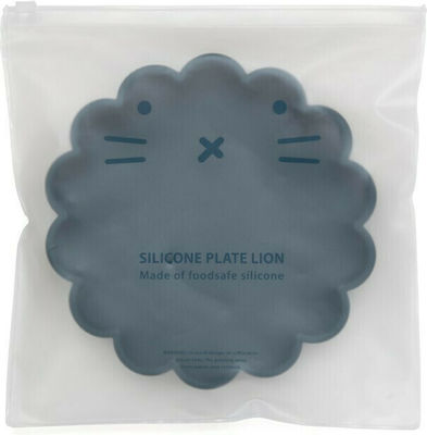 Petit Monkey Baby Food Plate Lion made of Silicone Blue