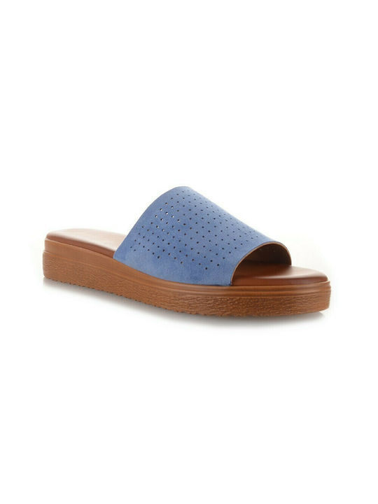 Famous Shoes Women's Suede Platform Wedge Sandals Blue