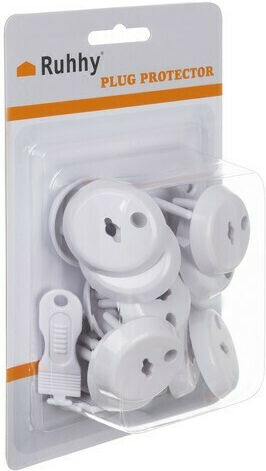 Ruhhy Socket Protective Cover Simple Placement made of Plastic in White Color 2.3x2.3x2.3εκ. 15pcs