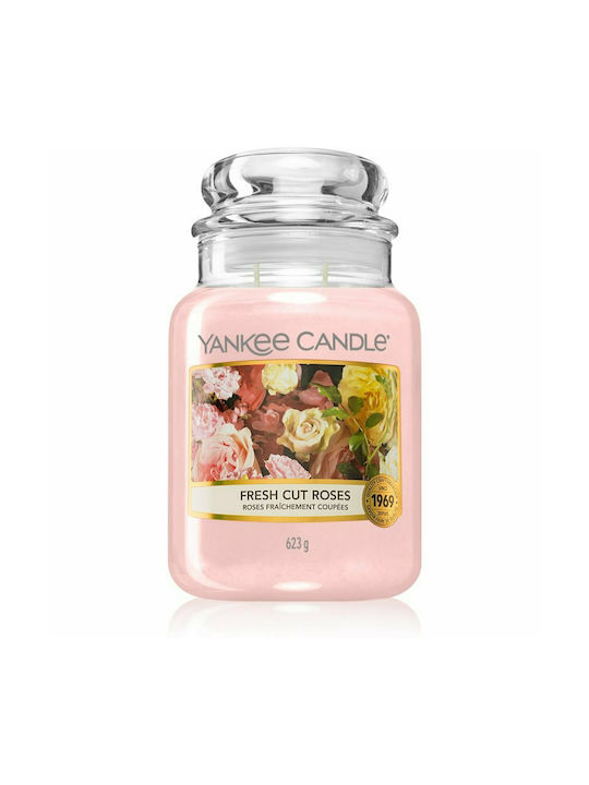 Yankee Candle Lumânare Aromată Borcan cu Aromă Trandafiri proaspăt tăiați 623gr 1buc