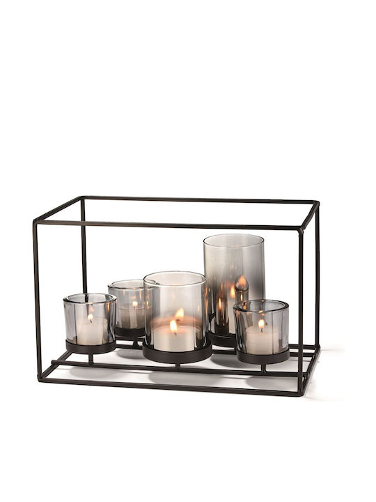 Philippi York Candle Holder suitable for Tealights Metal 5 Seats Black 31x19x19cm 1pcs