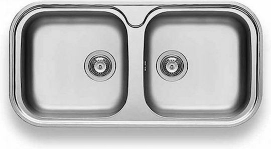 Pyramis Jumbo Twin 2B 108718201 Drop-In Spüle Inox Satiniert B96xT48cm Silber