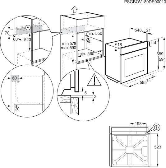 Electrolux Cuptor Deasupra Blatului 72lt L59.6cm.