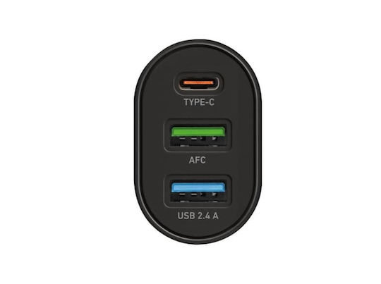 SBS Φορτιστής Χωρίς Καλώδιο με 2 Θύρες USB-A και Θύρα USB-C 30W Power Delivery Μαύρος (TETR2USBTCPD30W)