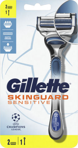 Gillette Skinguard Sensitive Razor cu Capete de schimb 3 lame și bandă lubrifiantă pentru piele sensibilă 2buc