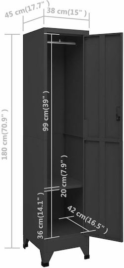 Locker Metal Charcoal 38x45x180cm