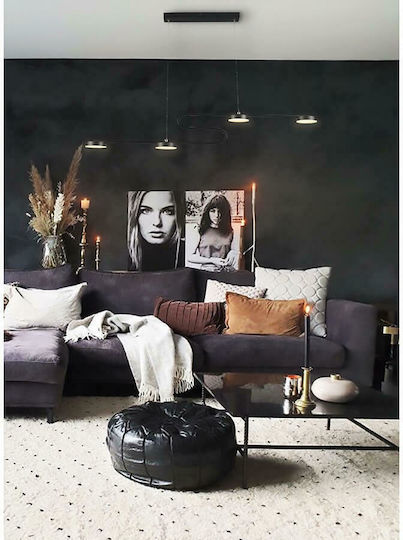 Atman Marbella Κρεμαστό Φωτιστικό Μαύρο LED με Ρυθμιζόμενο Λευκό Φως Ράγα 90x20εκ.