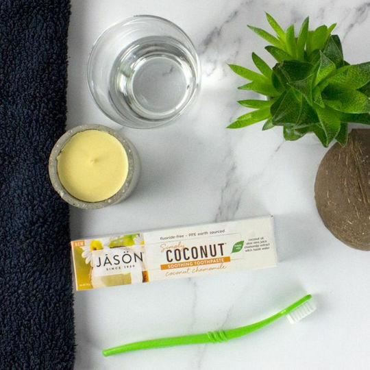 Jason Simply Coconut Soothing Οδοντόκρεμα Χωρίς Φθόριο Coconut & Chamomile 119gr