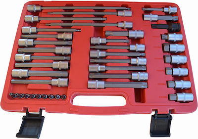 Chei tubulare cu Vârfuri Allen, Ribe, Torx, Spline și Patrat de Prindere 1/2'', 1/4'' Set 39buc