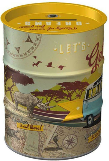 Nostalgic Art VW Bulli - Lets Get Lost Children's Money Box Metal Green 10x10x13cm