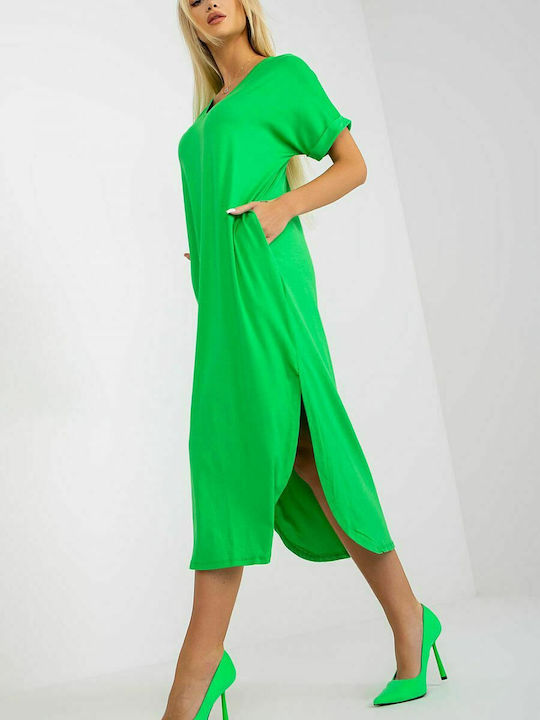 Och Bella Summer Midi T-Shirt Dress Green