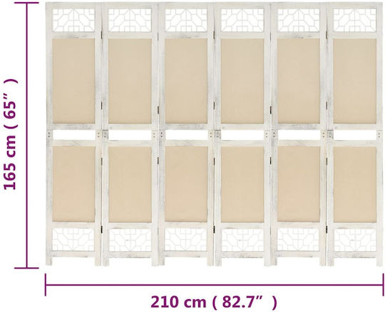 vidaXL Dekorativer Raumteiler Stoff mit 6 Paneelen 210x165cm