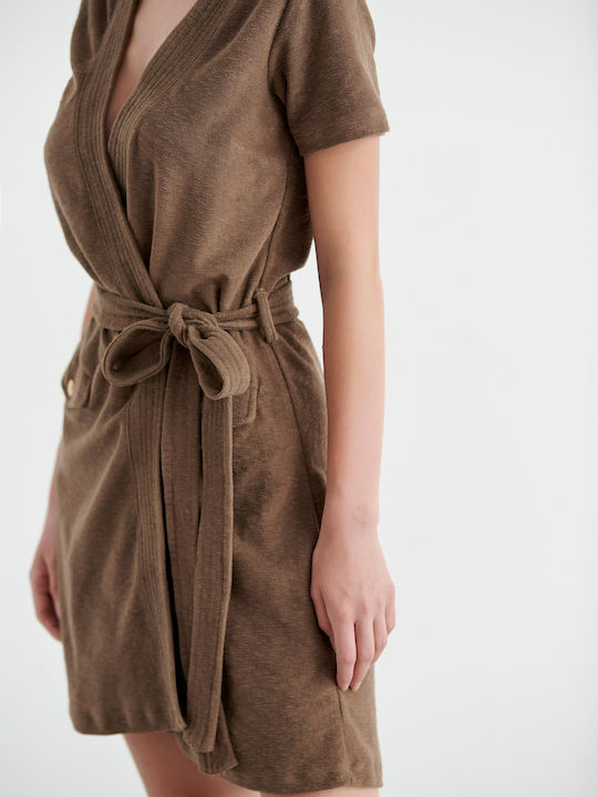 SugarFree Damen Mini Kleid Strand Braun