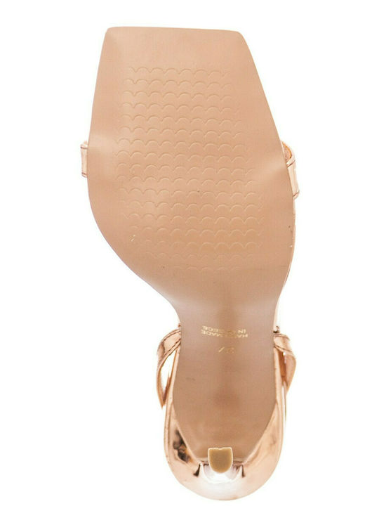 Women's Sandals Gold with Thin High Heel