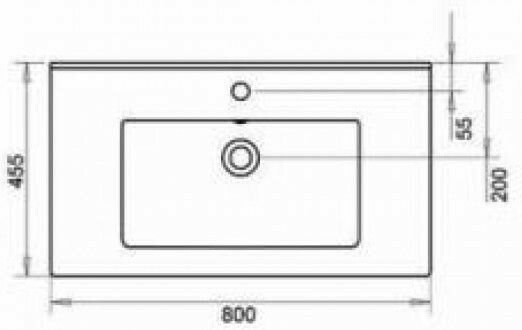 Tema Ένθετος Νιπτήρας Πορσελάνης 80x45.5x17.5cm Λευκός