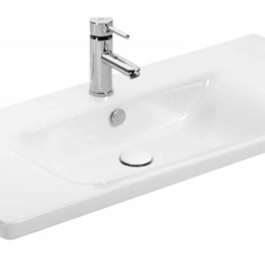 Drop Instinct 80 Waschtisch mit Waschbecken & Spiegel Melamin L75.5xB43.5xH60cm Smoked Oak