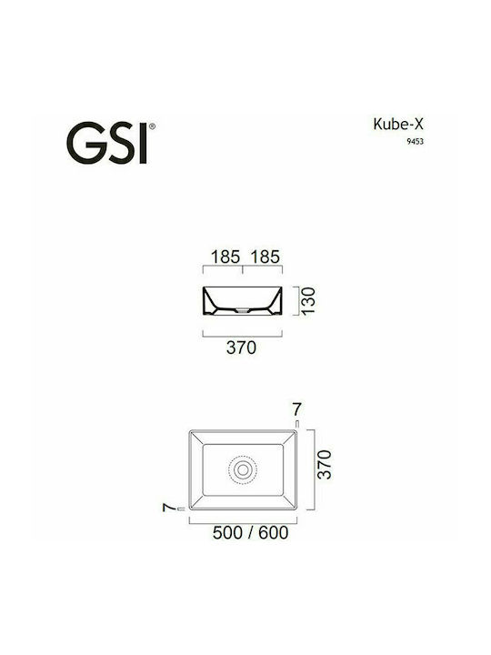 GSI Kube-X Надеждна мивка Порцелан 60x37x13см Бял