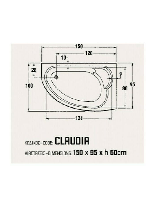 Sanitec Claudia R Eckschwanne mit rechter Platzierung Acryl 150x95cm