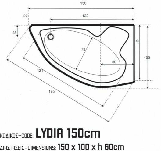 Sanitec Lydia Cadă de baie colț cu montaj stânga Acrilic 150x100cm