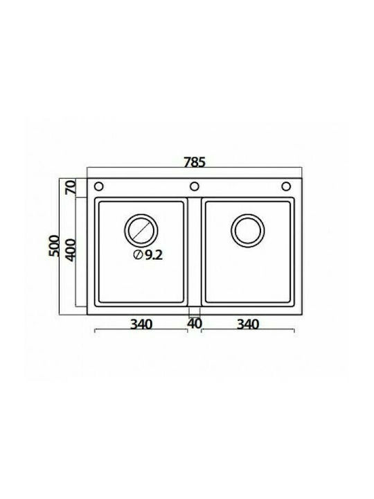 Crown Quadra Q-82 6782 6782-150 Drop-In Мивка от Синтетичен Гранит Ш79xД50см Титан