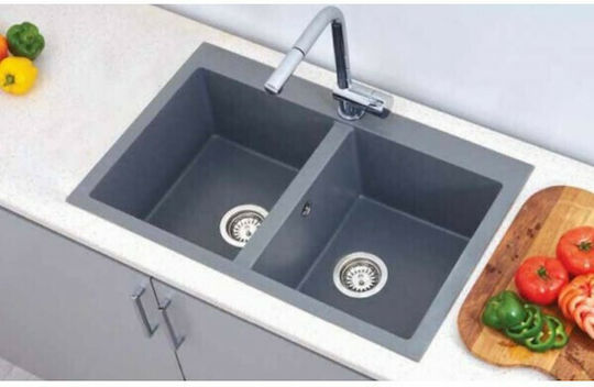 Crown Quadra Q-82 6782 6782-150 Drop-In Spüle aus Verbundgranulat B79xT50cm Titanium