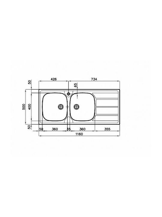 Foster 1000 Rechts Drop-In Spüle Inox Satiniert B116xT50cm Silber