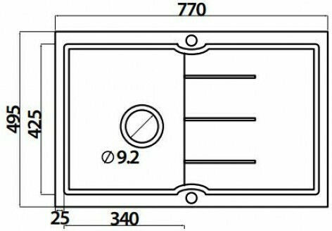 Crown Quadra Q-83 6783 Ένθετος Αριστερός από Συνθετικό Γρανίτη Μ78xΠ50cm