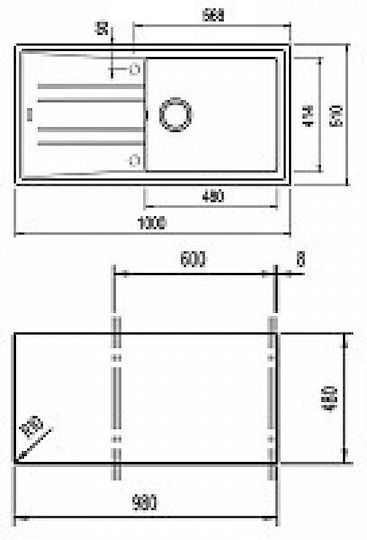 Teka Stone 60 L-TG 115330002 Drop-In Chiuvetă din Granit Sintetic L100xW51cm Bej nisip