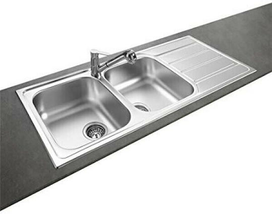 Pyramis Athena Extra 2B 1D Drop-In Inox Μ116xΠ50см сребърен